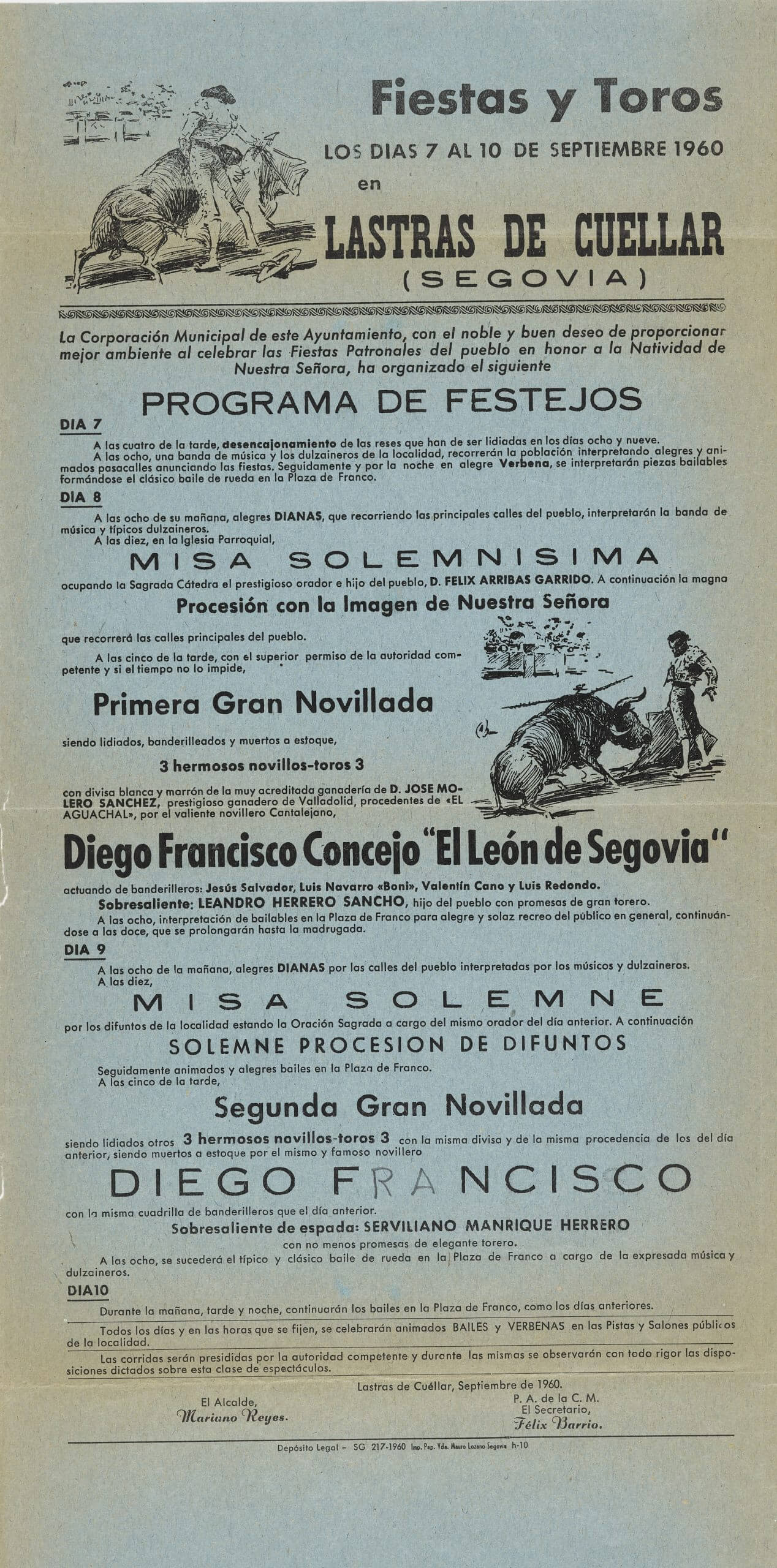 cartel fiestas de Lastras de Cuéllar 1960