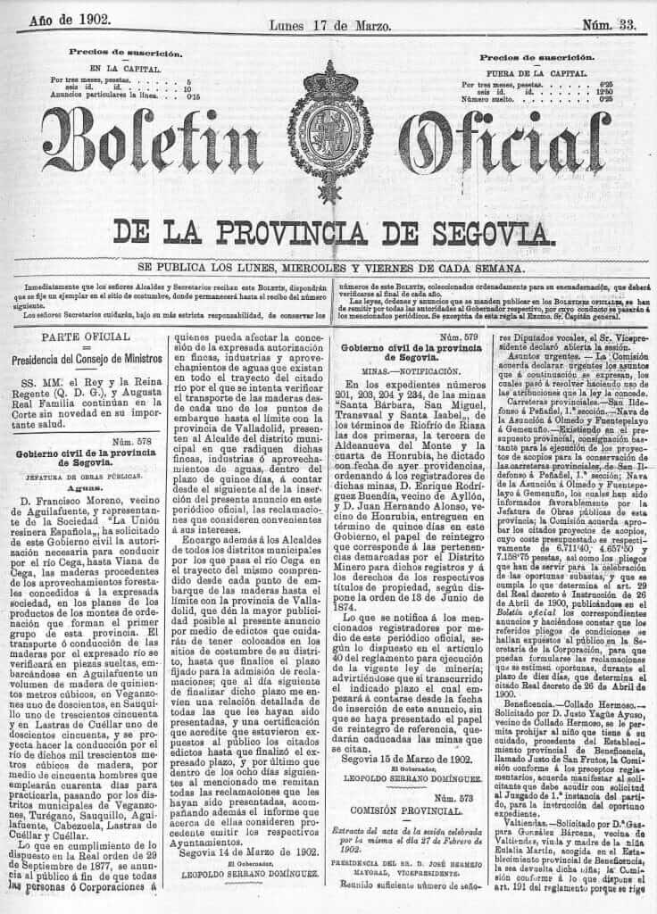 boletín oficial de la provincia de segovia marzo 1902